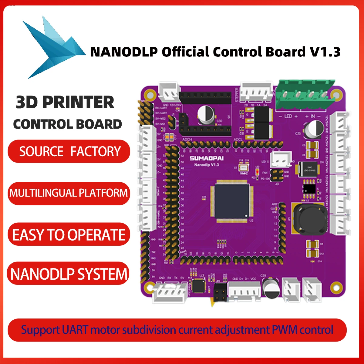 SUMAOPAI 3D Printer Solution Motherboard DLP/LCD Light Curing NANODLP System Official Control Board V1.3 Touch Version