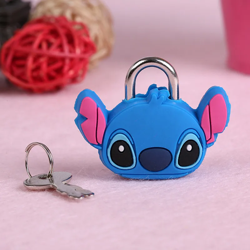 Disney Cartoon Silicone Doll Monster stitch figure Metal Mini Padlock Creative Cute Security Anti-theft Luggage Lock