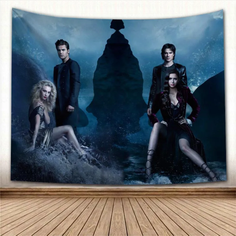 

Nice Vampire Diaries Tapestry Colorful Psychedelic Decorative Carpet Wall Fabric For Living Room Bedroom Tapestries Accessories