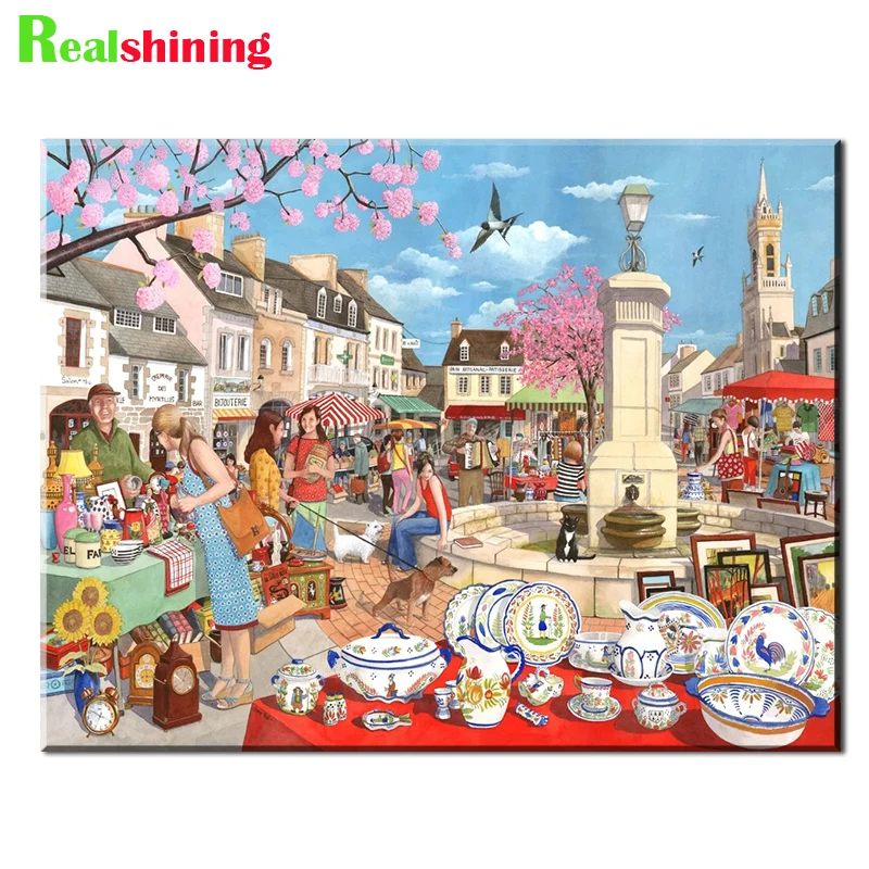 Italian Market 5D DIY Diamond Painting Full Square/Round Drill 5D Diamond Embroidery Netherlands street Home Decoration,N2191