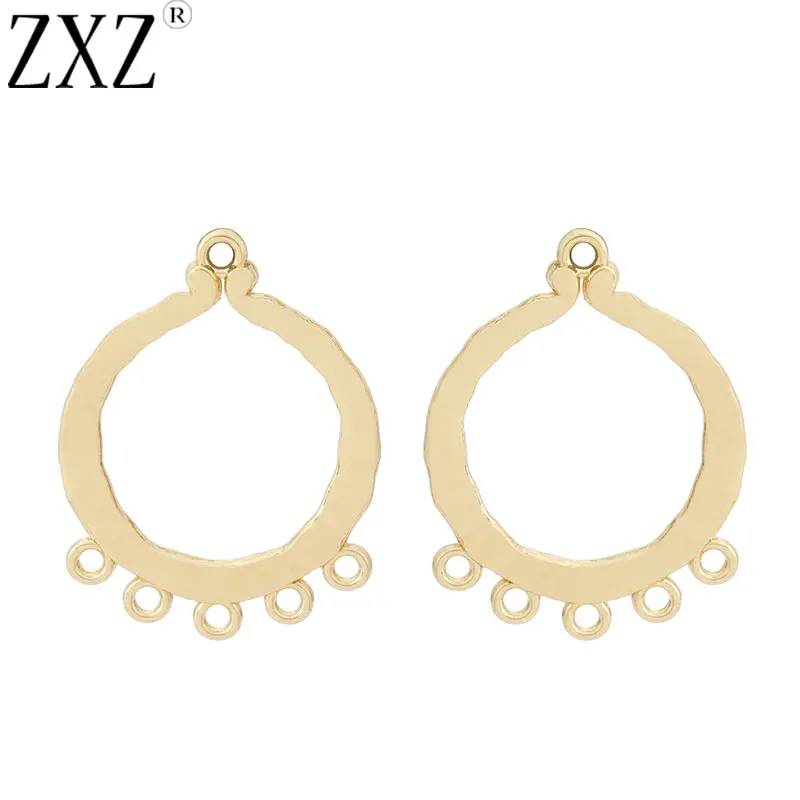 

ZXZ 10pcs Gold Tone Hollow Open Round Circle Connector Charms Pendants for Earrings Jewelry Making Accessories