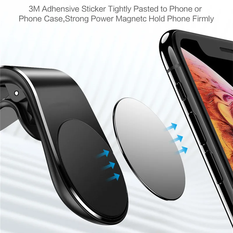 

L-Shape Air Vent Smartphones Bracket Stand, Magnet Cellphone Holder, Magnetic Suction, Car Mount, Mobile Phone Holder, 50Pcs