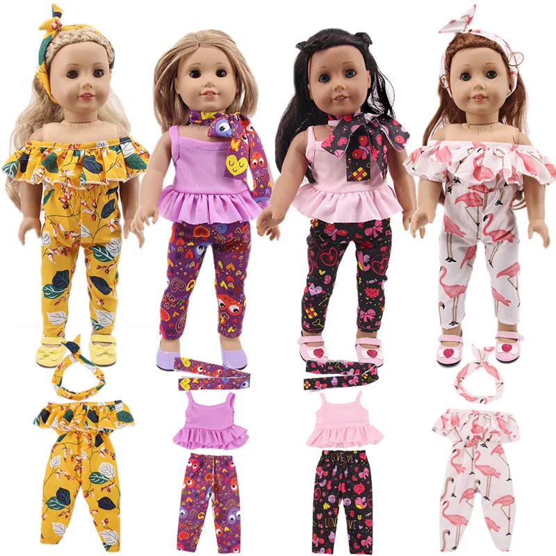 Doll 2Pcs=Shoulder Clothes+Headband,Cute Cat Shoes For 18 Inch American&43 Cm Born Baby Our Generation,Birthday Girl's Toy Gift