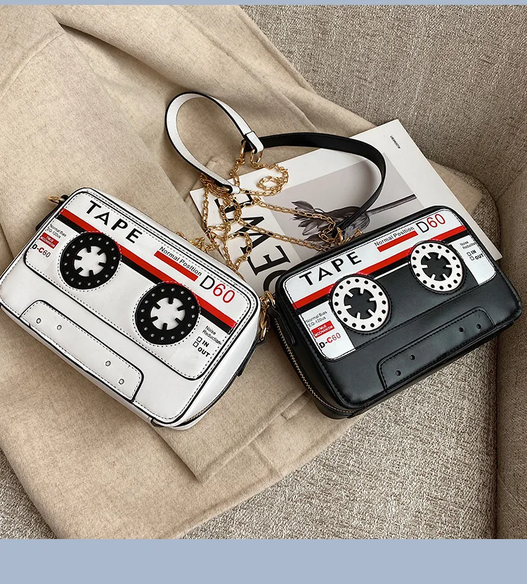 Cartoon Tape Shape Small Crossbody Bag Women Purses and Handbags Fashion Shoulder Chain Bag 2021 Girls Clutch Bag Pu Leather