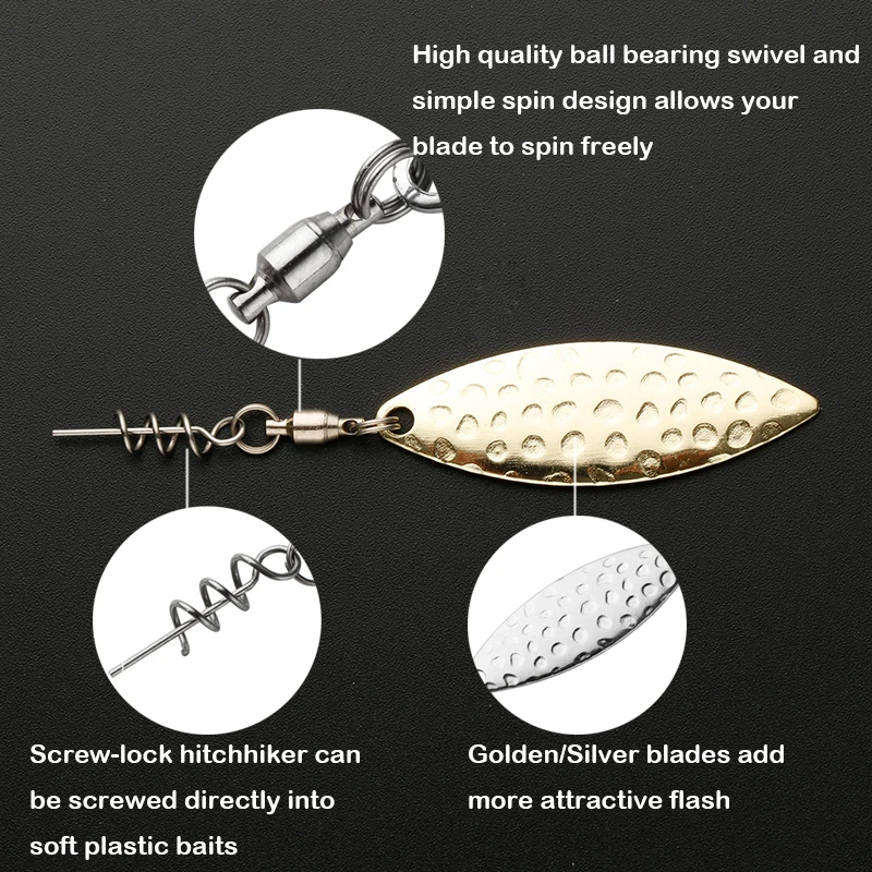 JOHNCOO Fishing Spoon Rig Lure Making Kit 5pcs Colorado Blades Fishing Spinnerbait DIY Spoon Rig Spinner Set Bass Walleye Pike