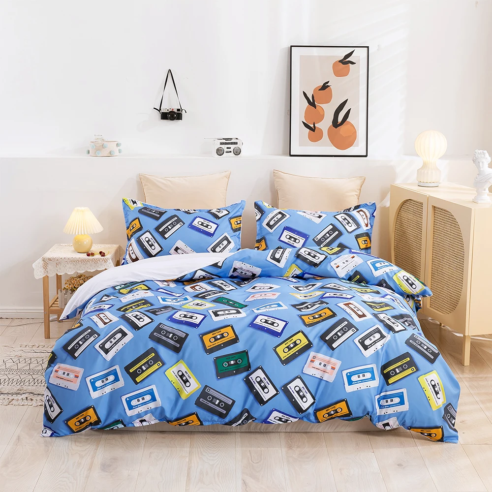 Game Duvet Cover Set Boys Teens Gamer Video Game Bedding Set for Kids Youth Gaming Comforter Cover Blue Game Controller