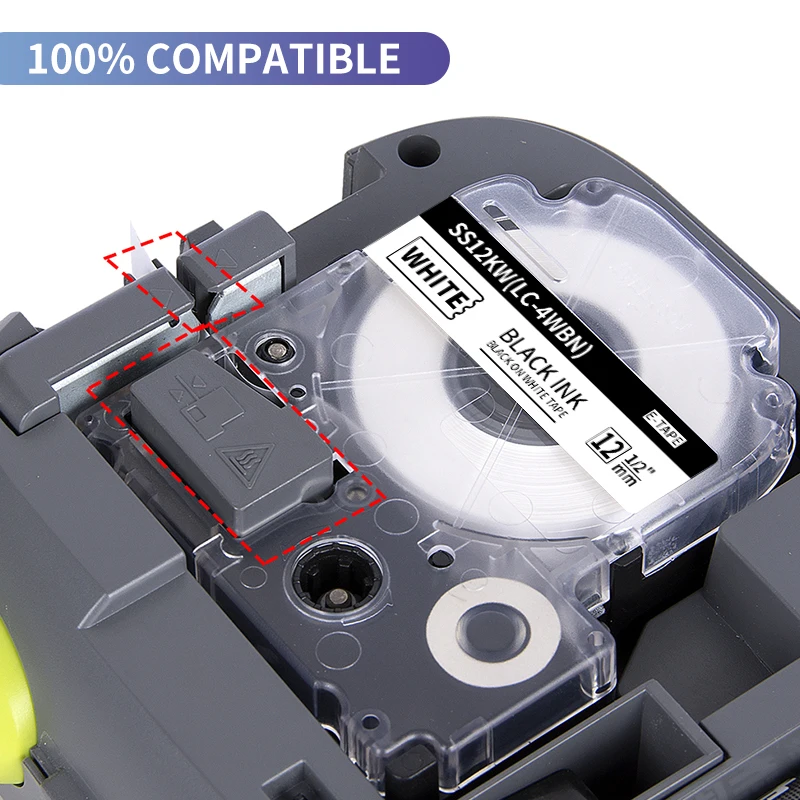 IBOQVZG 1 PCS Label Tapes SS12KW Compatible for EPSON LW-300 LW-400 LW-600P LW-700 LC-4WBN9 Printer Label Maker