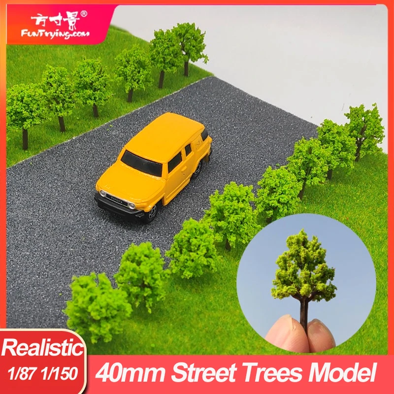 20 pz/30 pz/50 pz 40mm alberi di strada modello paesaggio treno Layout ferroviario scenario fai da te miniatura Diorams gioco militare1/87 1/150