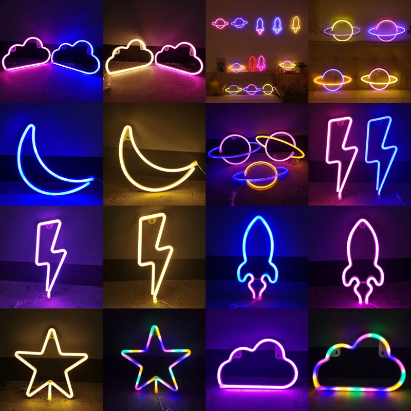 Led Maan Lightning Wolken Fairy Neon Sign Decoratieve Verlichting Voor Slaapkamer Muur Garland Wedding Xmas Kids Geschenken Kamer Vakantie Decor