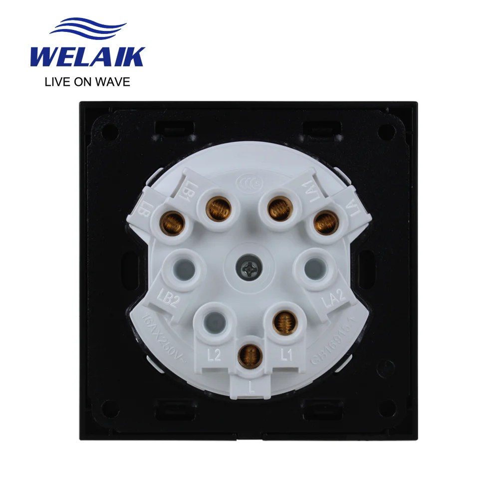 WELAIK UK standard-Crystal Glass-Panel  Push-Button-Switch  Wall-Light-Switch AC110-250V 3Gang-1Way B1731W