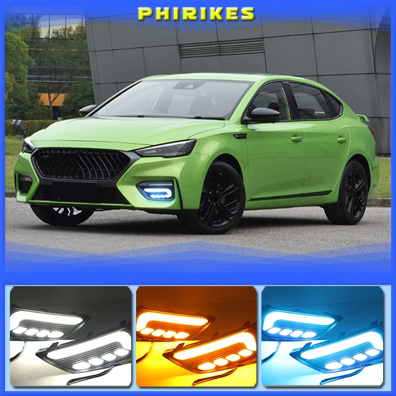 

1 Pair Car LED Daytime Running Lights White Yellow Blue Running Turn signal DRL For MG6 MG 6 2020 Fog Lamp Covers