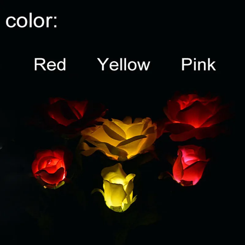 Solar Garden Decoration Lights Waterproof Solar Powered Multicolor Rose Light Outdoor Garden Yard Lamp Party Romantic Decoration