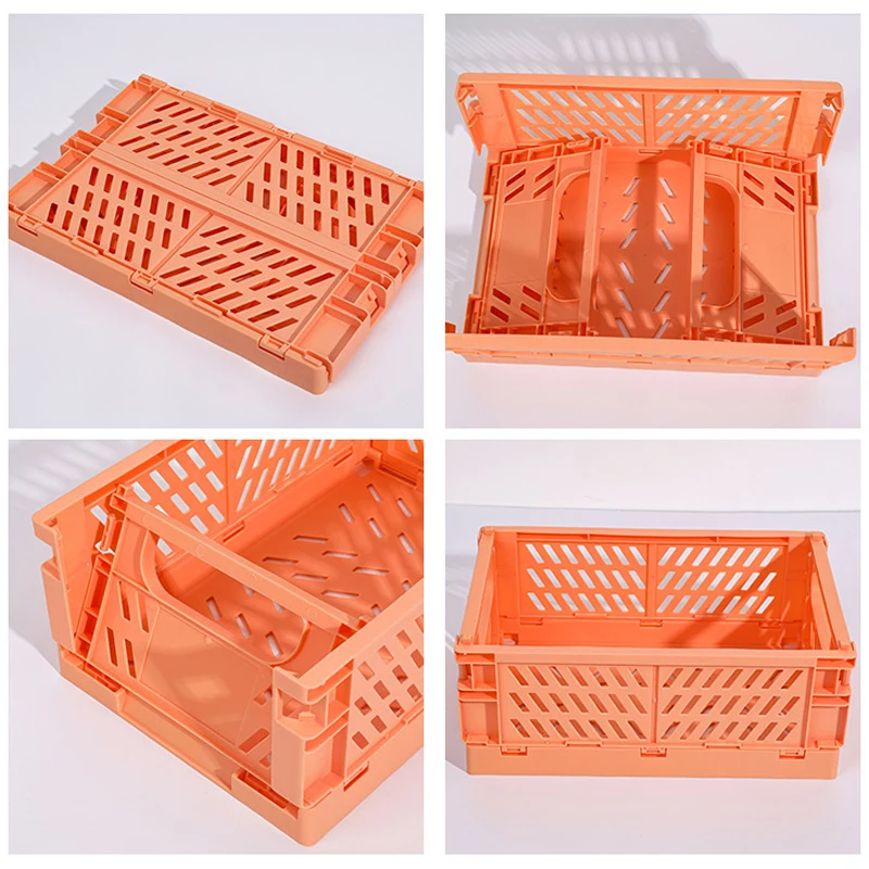 Desktop foldable storage box student stationery shelf sundries cosmetics storage basket can be stacked small basket