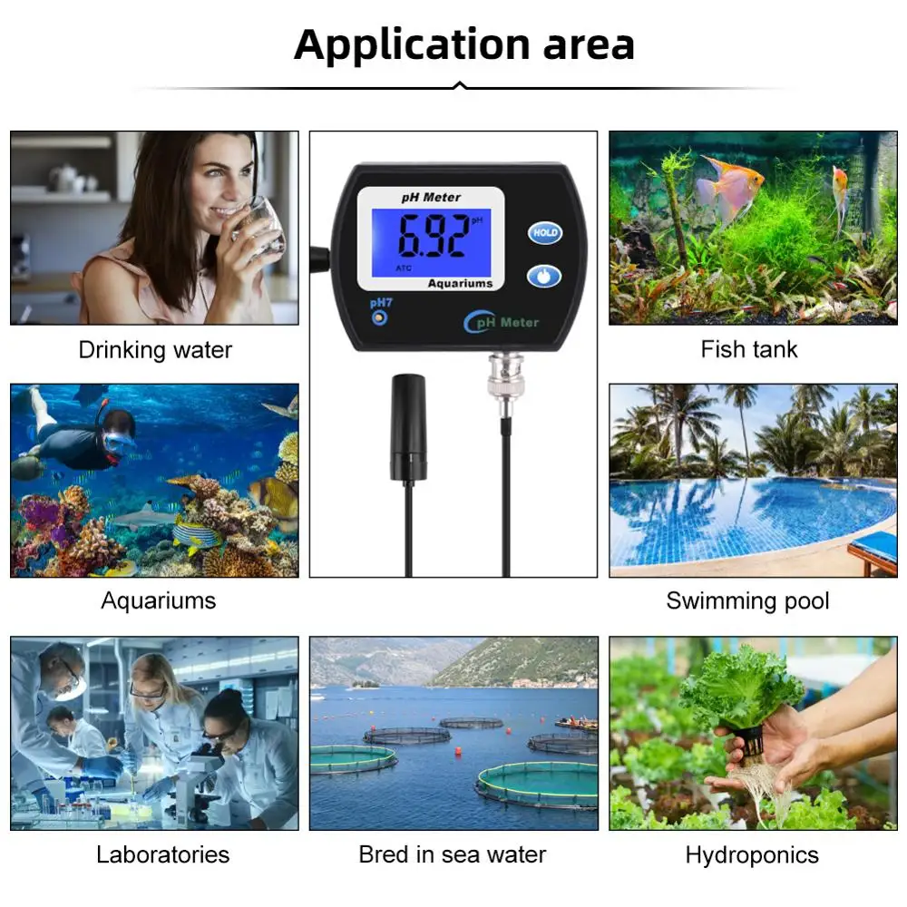 yieryi Portable PH Meter Tester Accurate Digital Pen PH-990 Pocket Aquarium Wine Urine LCD PH Test with Large Screen