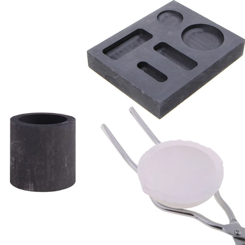 4pcs Graphite Crucible Melting Set Ingot Mold Set High Purity Graphite Torch Melting Casting Kit for Non-Ferrous Metal Gold