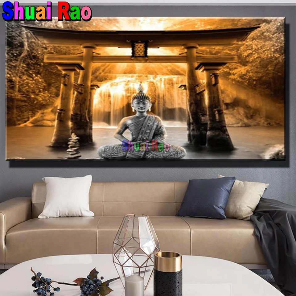 

Buddha Statue Diamond Painting for Living Room Decoration, 5D Full Diamond Embroidery, Mosaic Post, Diamond Puzzle Art, DIY