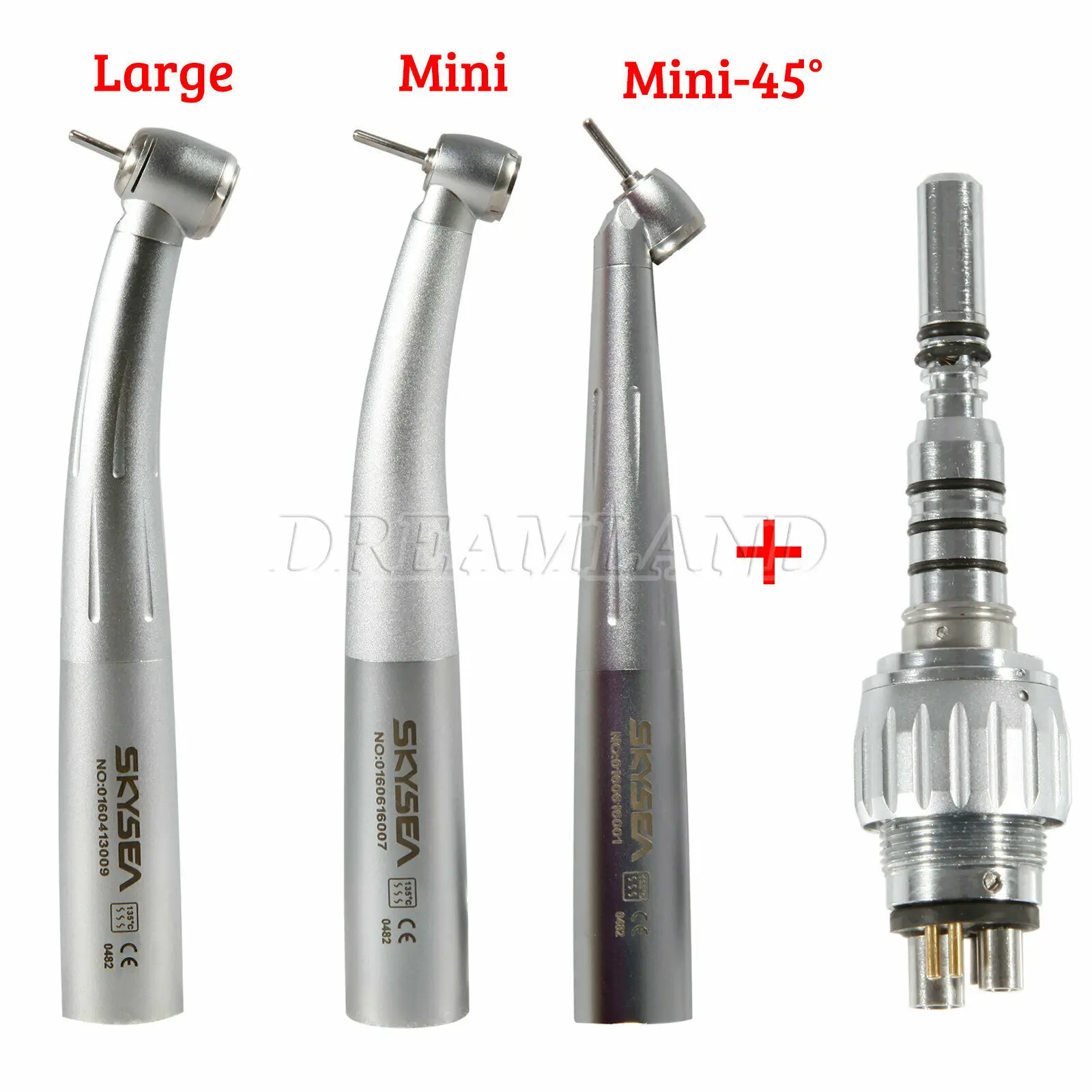 

Dental Fiber Optic 6Hole Push Button Handpiece MINI (45°) Large Turbine fit KAVO LED Coupler