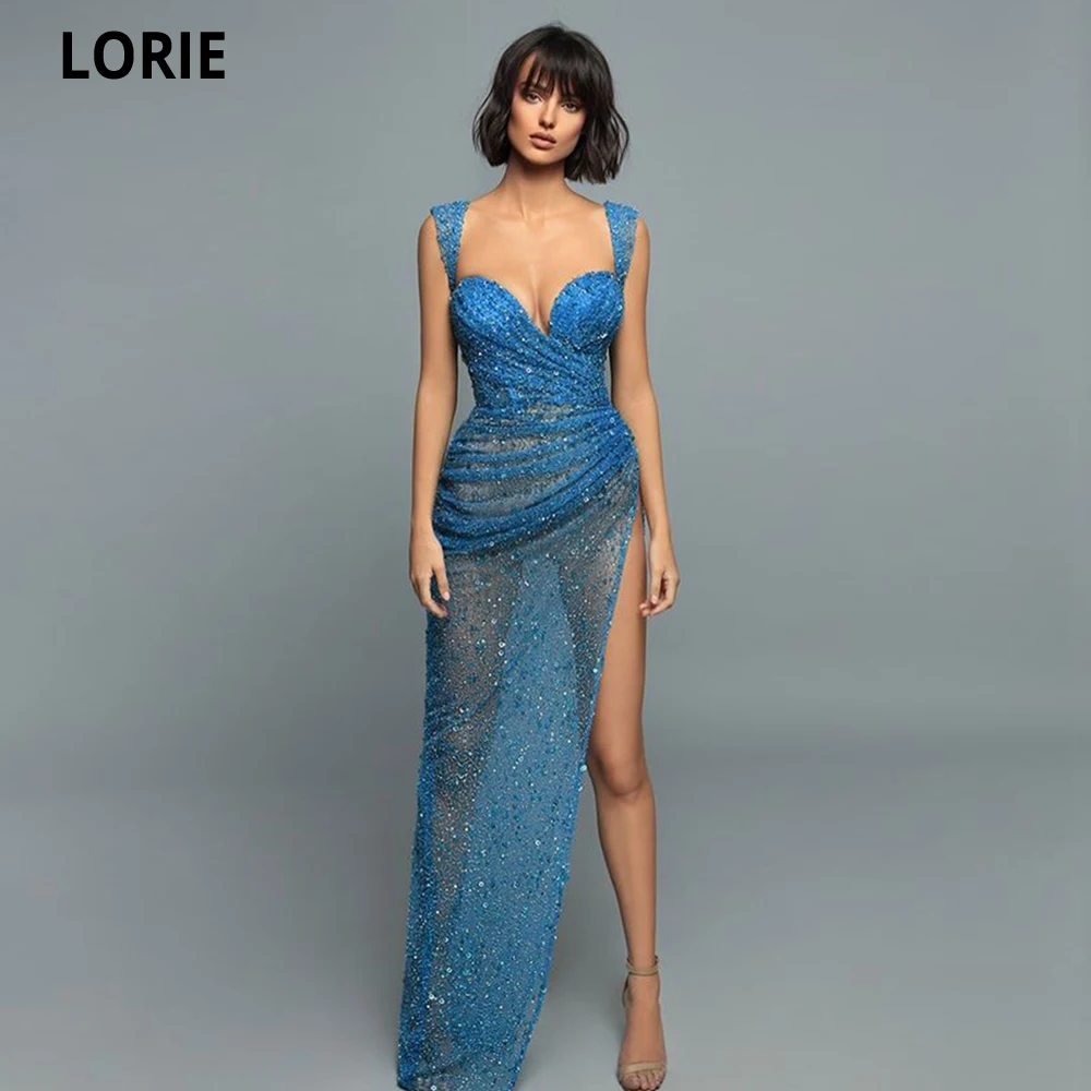 LORIE Glitter Sweetheart Robes De Soirée Vestidos De Fiesta Long Plus Size Prom Dress Mermaid Side Split Cocktail Evening Dress