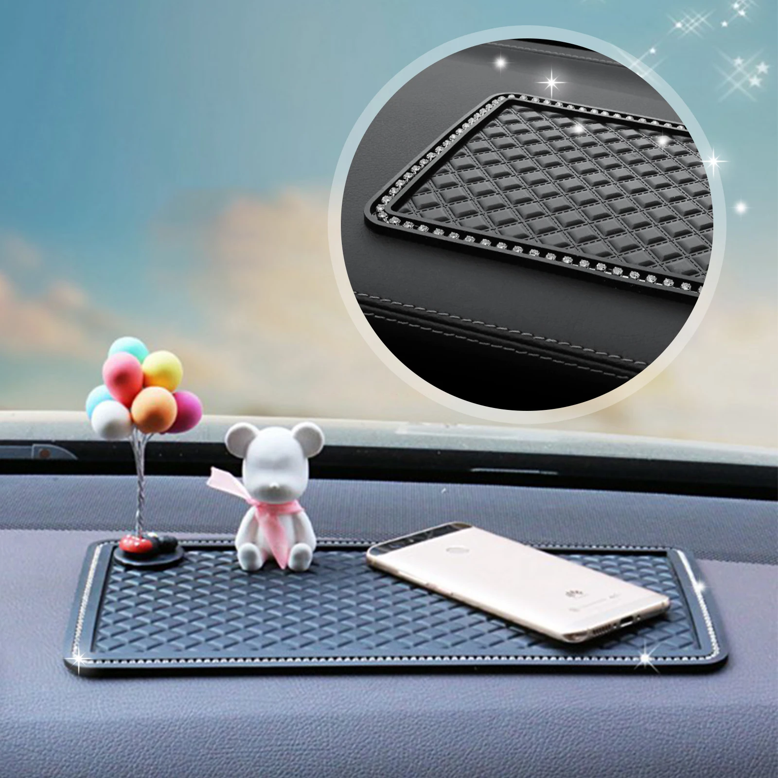 

Car Dashboard Anti-Slip Mat Sticky Pad Phone Holder Mat Anti-skid Silicone Mat for Cell Phone Sunglasses Keys Dash Mount Holder