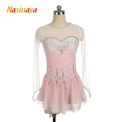 Figure Skating Costume Dress Customized Showwear Ice Skating Skirt for Girl Women Kids Patinaje Gymnastics Performance pink