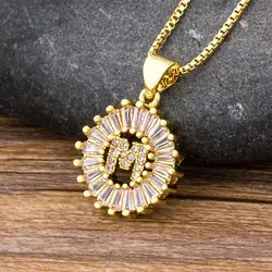 NIdin Hot Sale 2 Colors Initial Letter Pendant 26 Letters Charm Name Necklace Top Quality Copper Zircon Jewelry Birthday Gift