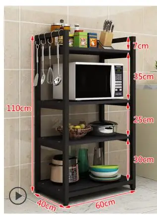 Kitchen microwave racks floor multi-layer storage rack household storage rack oven rack seasoning bowl pot rack