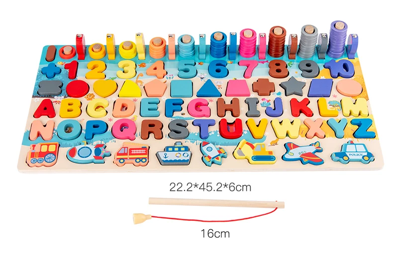 モンテッソーリ-子供のための教育用木製おもちゃ,ビジーボード,数学釣り,子供のための幾何学的なおもちゃ