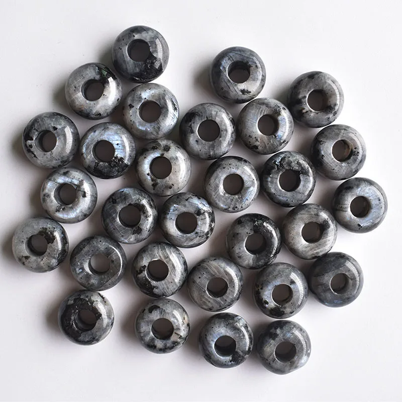 

2020 Fashion good quality Natural black spectrolite round shape big hole beads For Bracelet Charms 50pcs/lot wholesale free