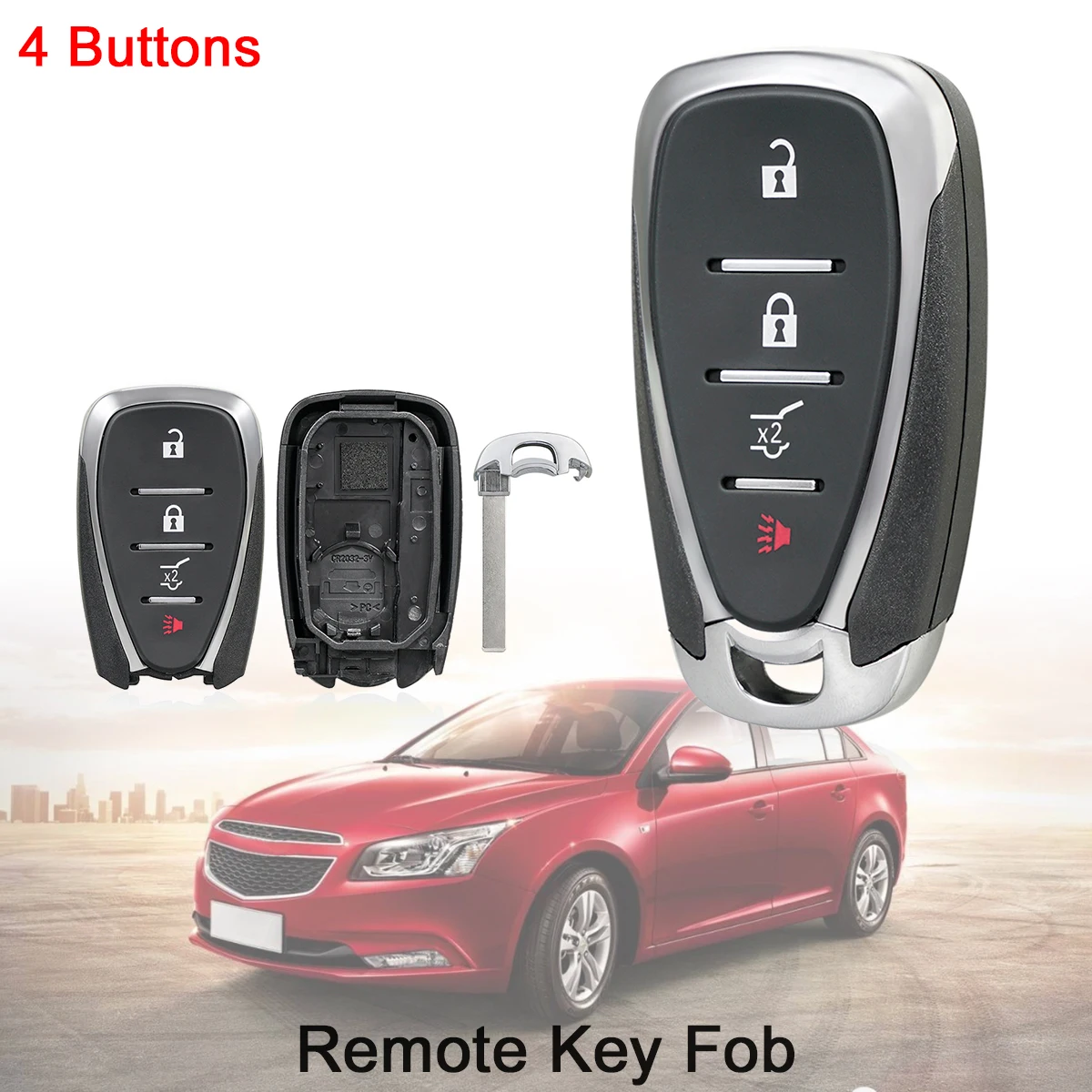 

4 Button Remote Car Key Shell Replacement Auto Keys Fob Body Housing Keyless Entry Transmitter for Chevrolet Cruze Malibu Camaro