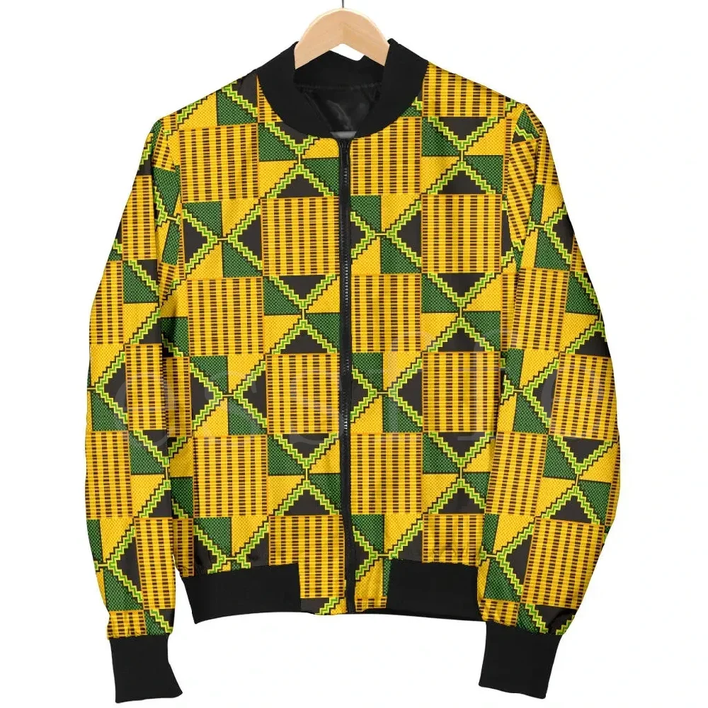 Tessffel County Traditional Africa Native Pattern Kente 3DPrint Men/Women Sportswear Windbreaker Jacket Winter Bomber Jacket A3