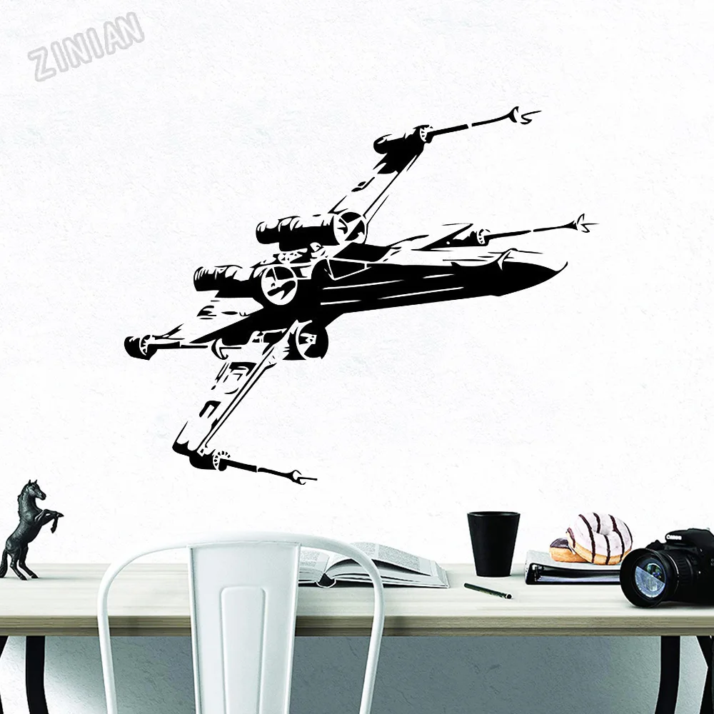 X-Wing Fighter Wall Decal  Spaceship Vinyl Sticker Art Decor Mural Removable Teen Bedroom Wall Decals Decoration Y221