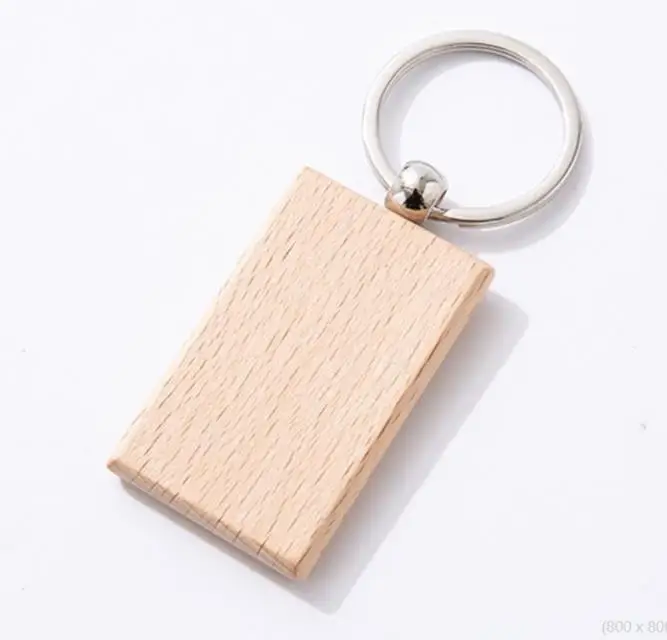 500pcs DIY Blank Wooden Key Chain Rectangle Heart Round Ellipse Carving Keyring Wood Keychain Ring for Men and Women Gift SN3985