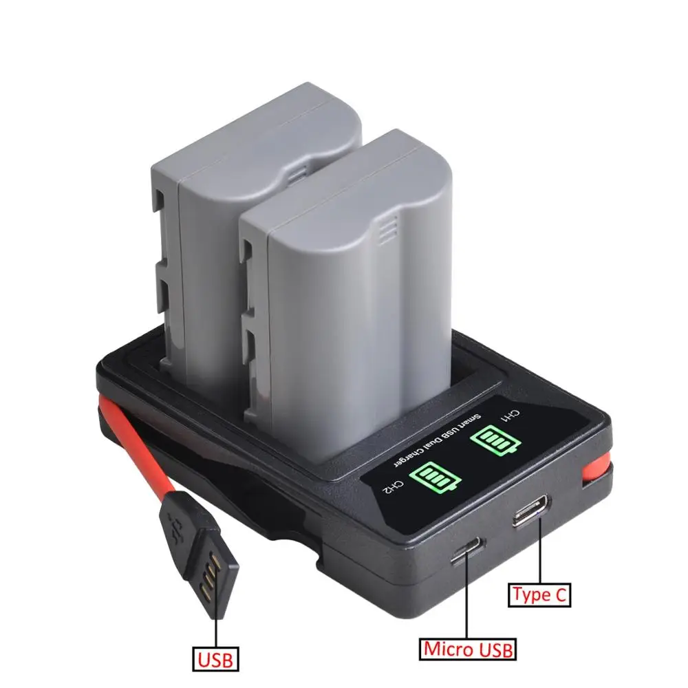 Аккумулятор 2000 мА · ч EN-EL3e EN EL3e ENEL3e + зарядное устройство EN EL3 с портом Type-c для Nikon D30, D50, D70, D70S, D90, D80, D100, D200, D300, D700