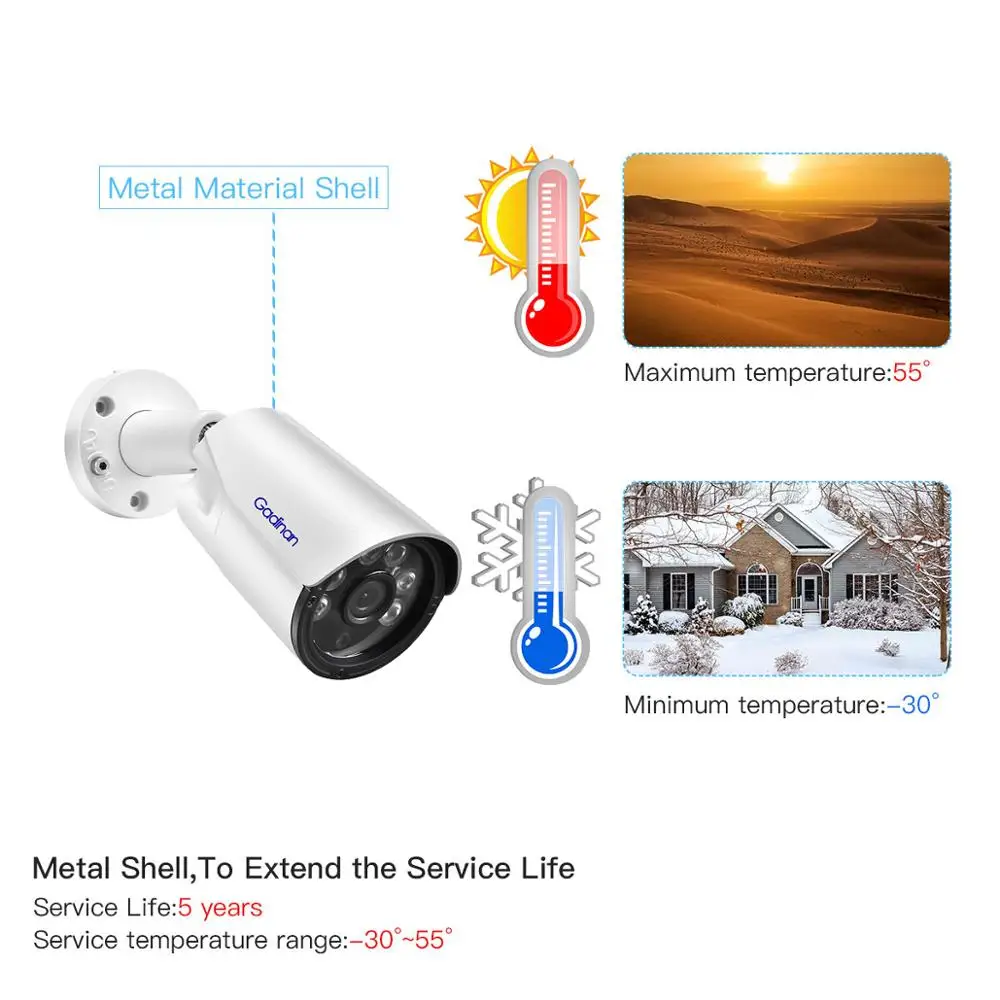 8MP 4K IP Camera 5MP 4MP Outdoor Waterproof H.265+ Bullet CCTV IR Night Vision Metal Camera Poe Video Surveillance Camera