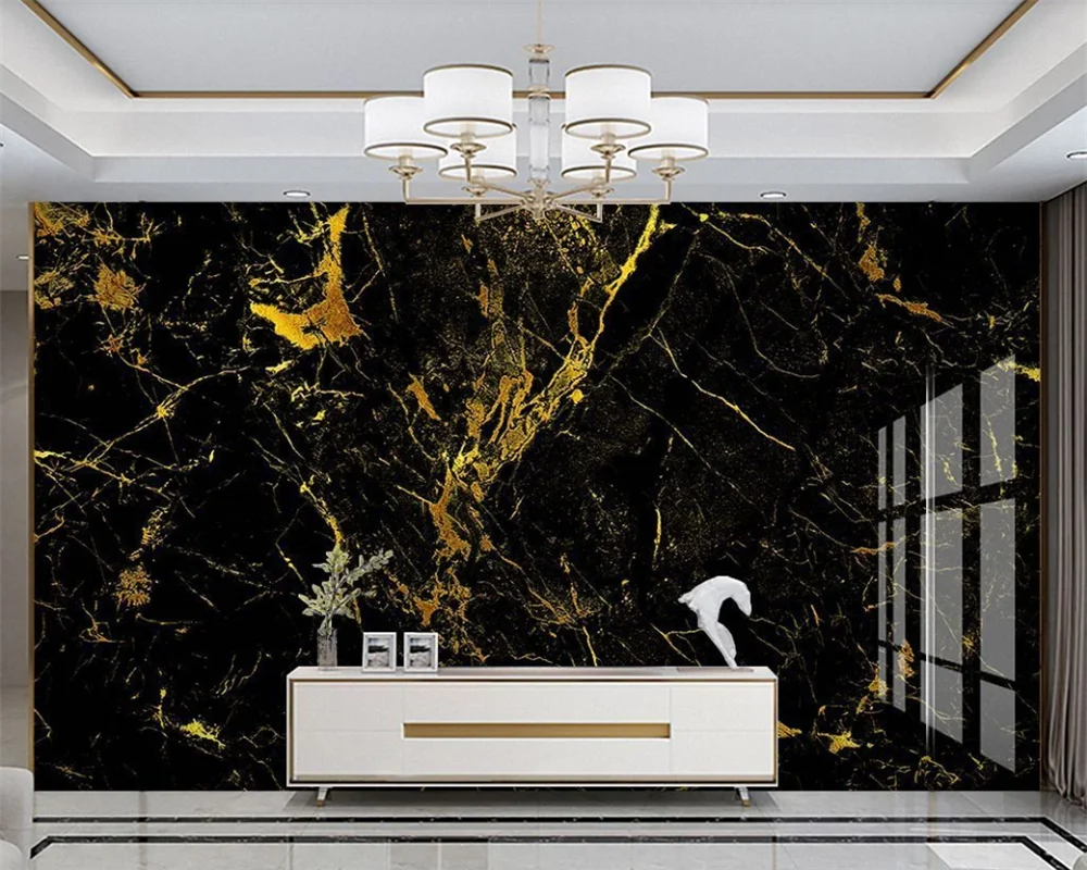 

beibehang Custom modern new decorative painting luxury gold foil black marble gold background wallpaper papier peint