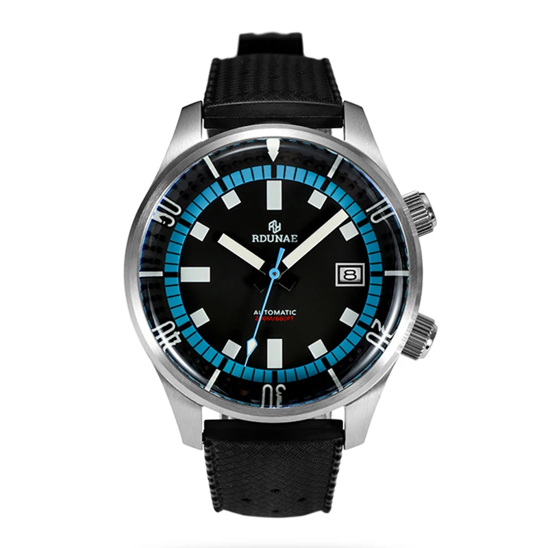 RDUNAE R3BU Men\'s Retro Blue Waterproof Luxury Sapphire Glass Automatic Watch Stainless Steel Mechanical Watch