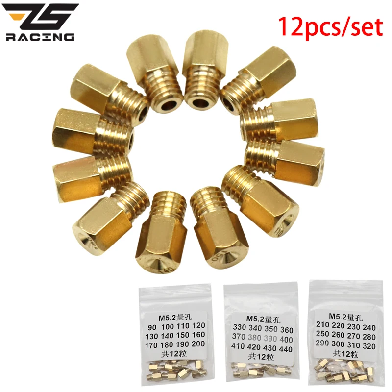 ZS Racing 12pcs 10pcs Motorcycle Carburetor Main Nozzle Main Jet Set For MIKUNI VM TM TMX Carburetor #90-200 #210-320 #330-440