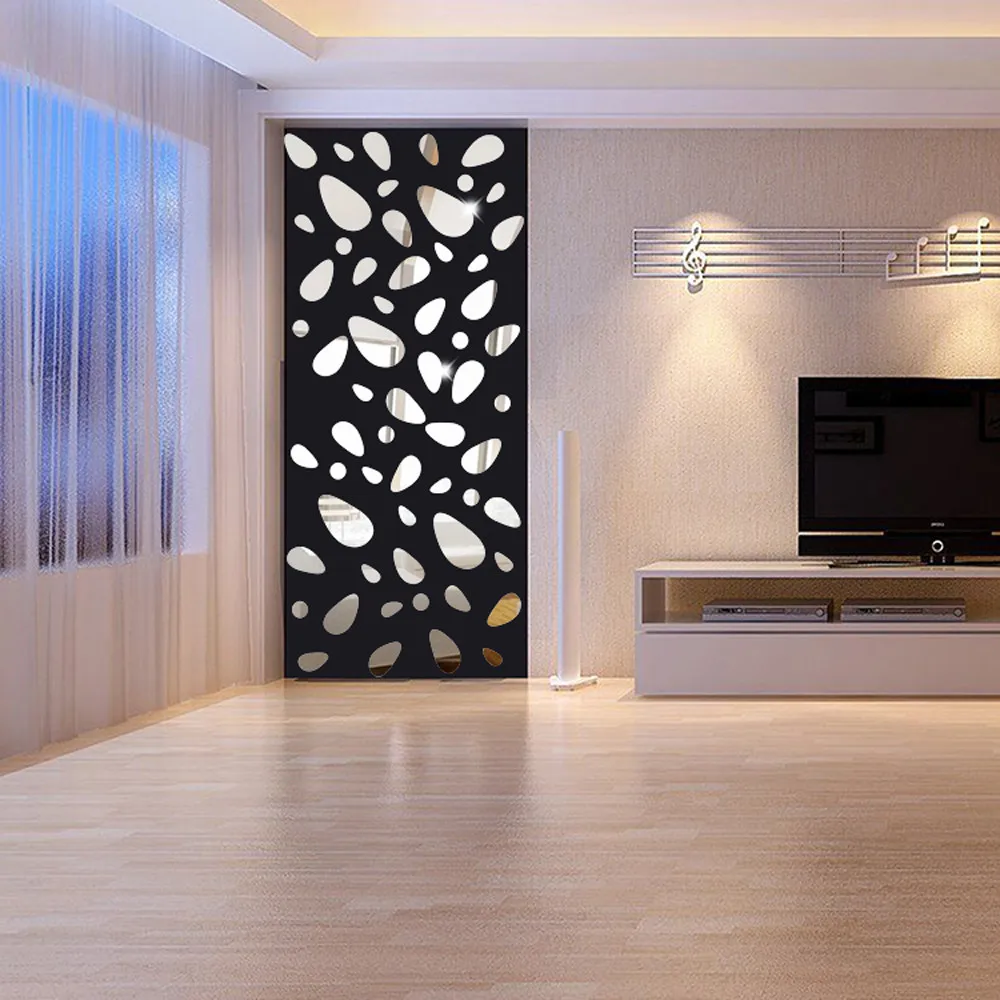 Cobblestone 3D Acrylic Mirror Wall Sticker Home decoration For Living Room Kids Room Kitchen Art Decor Self-adhesive Wallpaper