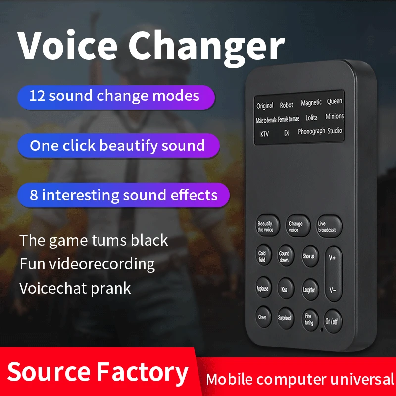 12 Modes Voice Changer for Smartphone PC Tablet Laptop Live Streaming Sound Changes Microphone Mini Portable Voice Modulator