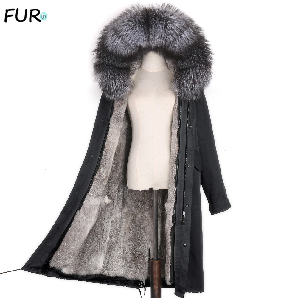 

2022 NEW Parkas Natural Fur Women's Parka Real Fur Fox Fur Coat With Hood Rex Rabbit Fur Iiner Winter Jacket Natural Fur Parkas