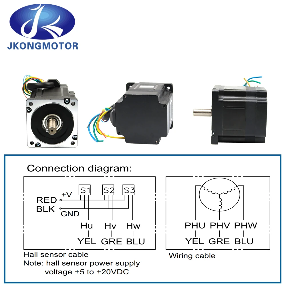 Jkongmotor 86mm JK86BLS98  Brushless Dc Motor For Sale 48v 490W bldc hall sensor Electric Motor 1.56N.m BLDC Motor Set