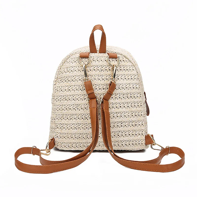 RanHuang New 2024 Summer Fashion Women\'s Straw Backpack Girls Small Backpacks Beach Bags Travel Bags Beige mochila feminina