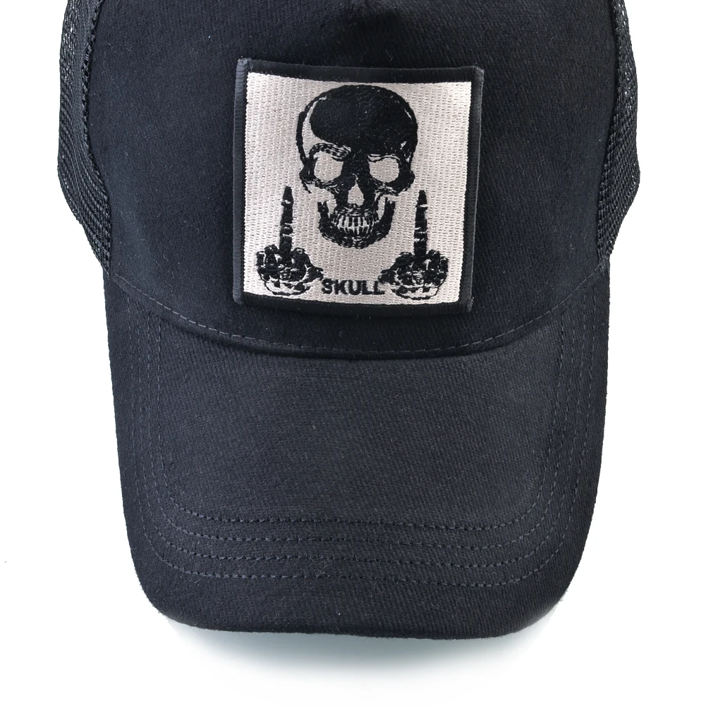 Men\'s Baseball Cap With Embroidery Skull Patch Snapback Hip Hop Trucker Cap Women Four Season Outdoor Breathable Visor Bone Hats