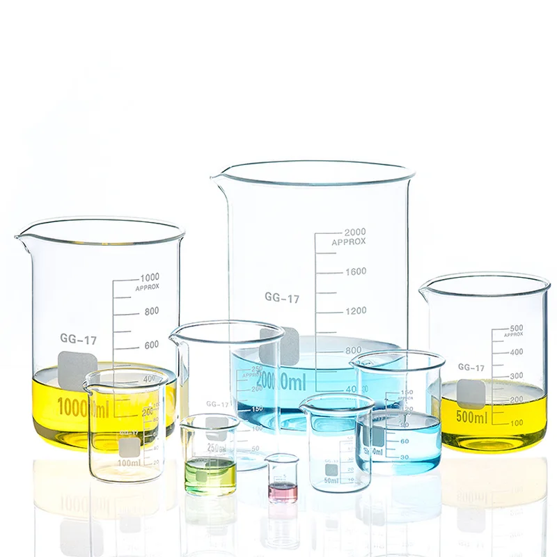 5ml 10ml 25ml 50ml 100ml 150ml 250ml Lab Borosilicate Glass Beaker Heat-resist Scaled Measuring Cup Laboratory Equipmen