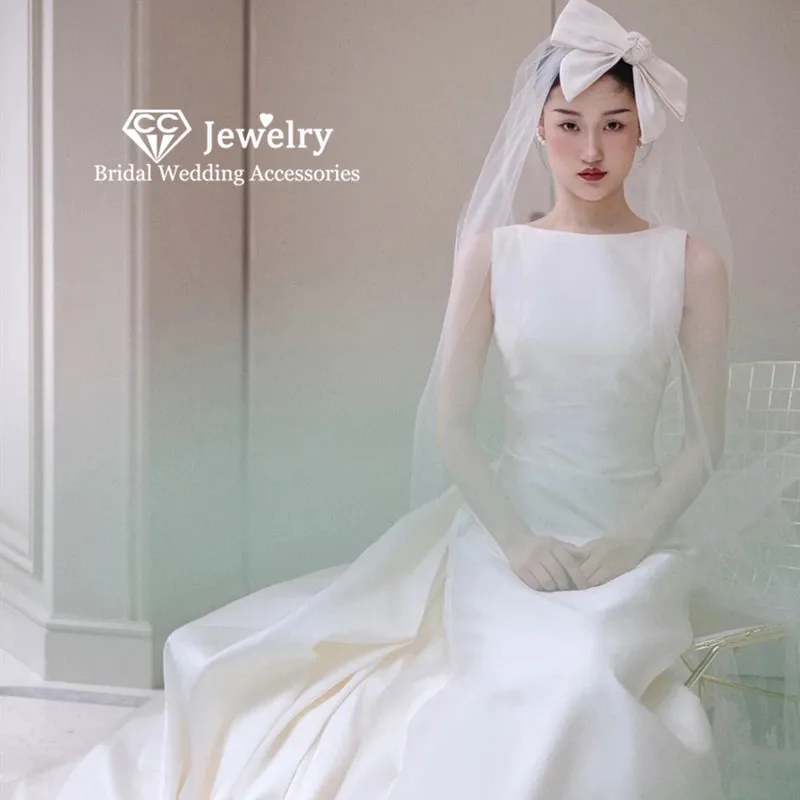 

CC Veils With Combs Bridal Veil Wedding Hair Accessories for Women Jewelry Butterfly Shape White Ivory Tulle Soft Headpiece V693