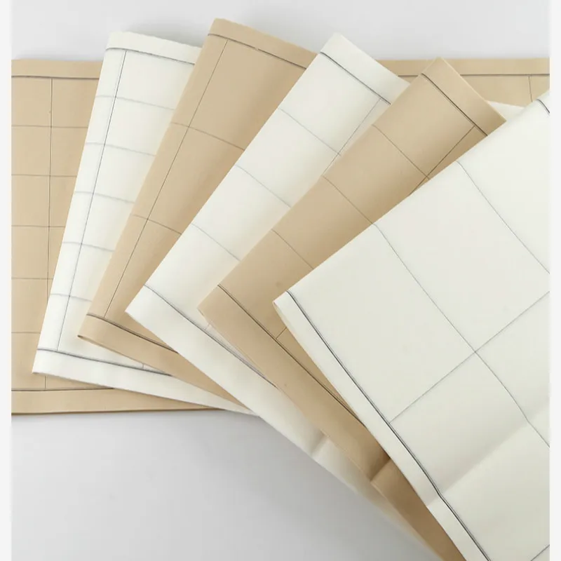 34*138Cm Rijstpapier Seal Script Kalligrafie Deelnemen Speciale Halve Rijp Xuan Papier Chinese Rijstpapier Met grids Rijstpapier