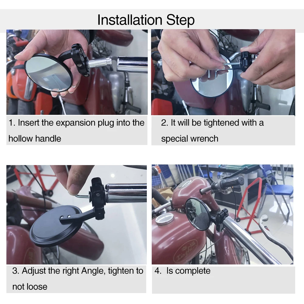 ZS MOTOS Universal 2pcs/Pair Motorcycle Rear View Mirrors Round 7/8\