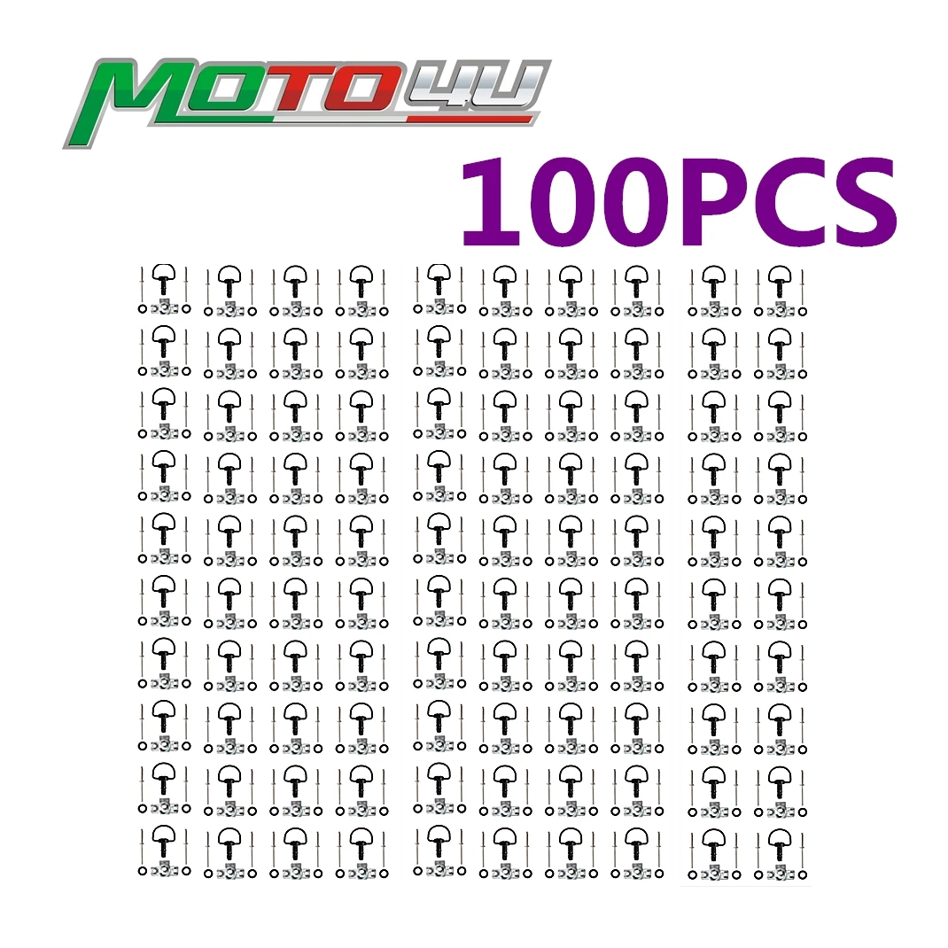 100PCS 17MM Universal Motorcycle Quick Release D-ring Turn Race Fairing Fastener With Rivet