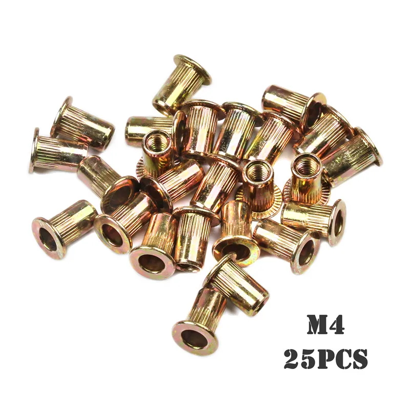 100Pcs Carbon Steel Flat Head Rivet Nuts M4 M5 M6 M8 Rivet Nuts Set Nuts Insert Riveting Mix Set