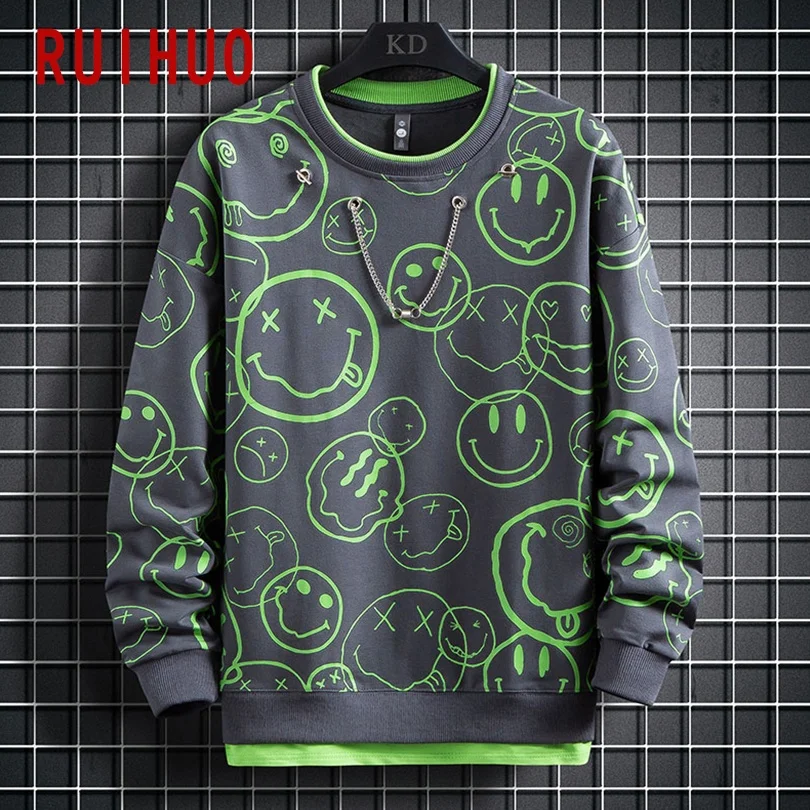 Print Casual Sweatshirts For Men Pullover Harajuku Tops Streetwear Vintage Sweatshirt Men Clothing 3XL 2024 New Arrivals